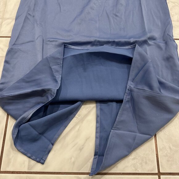 NWT WeWoreWhat Revolve Blue Slate Periwinkle Satin Midi Cowl Neck Dress Size 0 - Picture 7 of 12